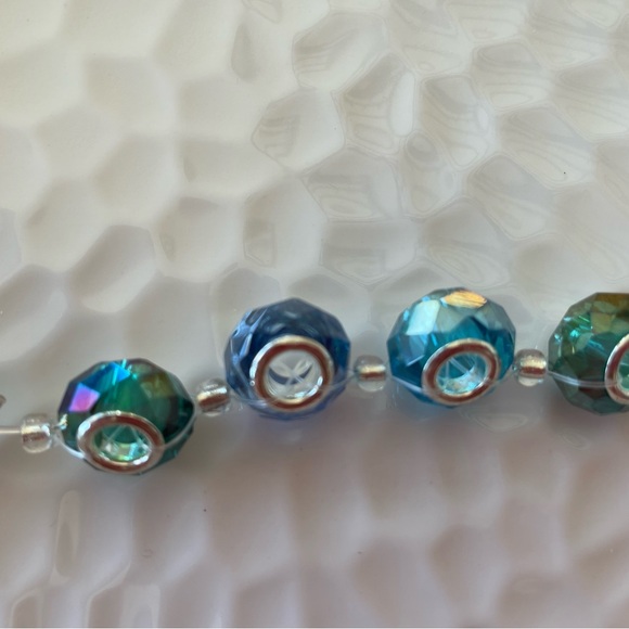 Mixed Blue Multi Faceted Glass Bead Rondelles for Jewelry Craft Making - Picture 6 of 7